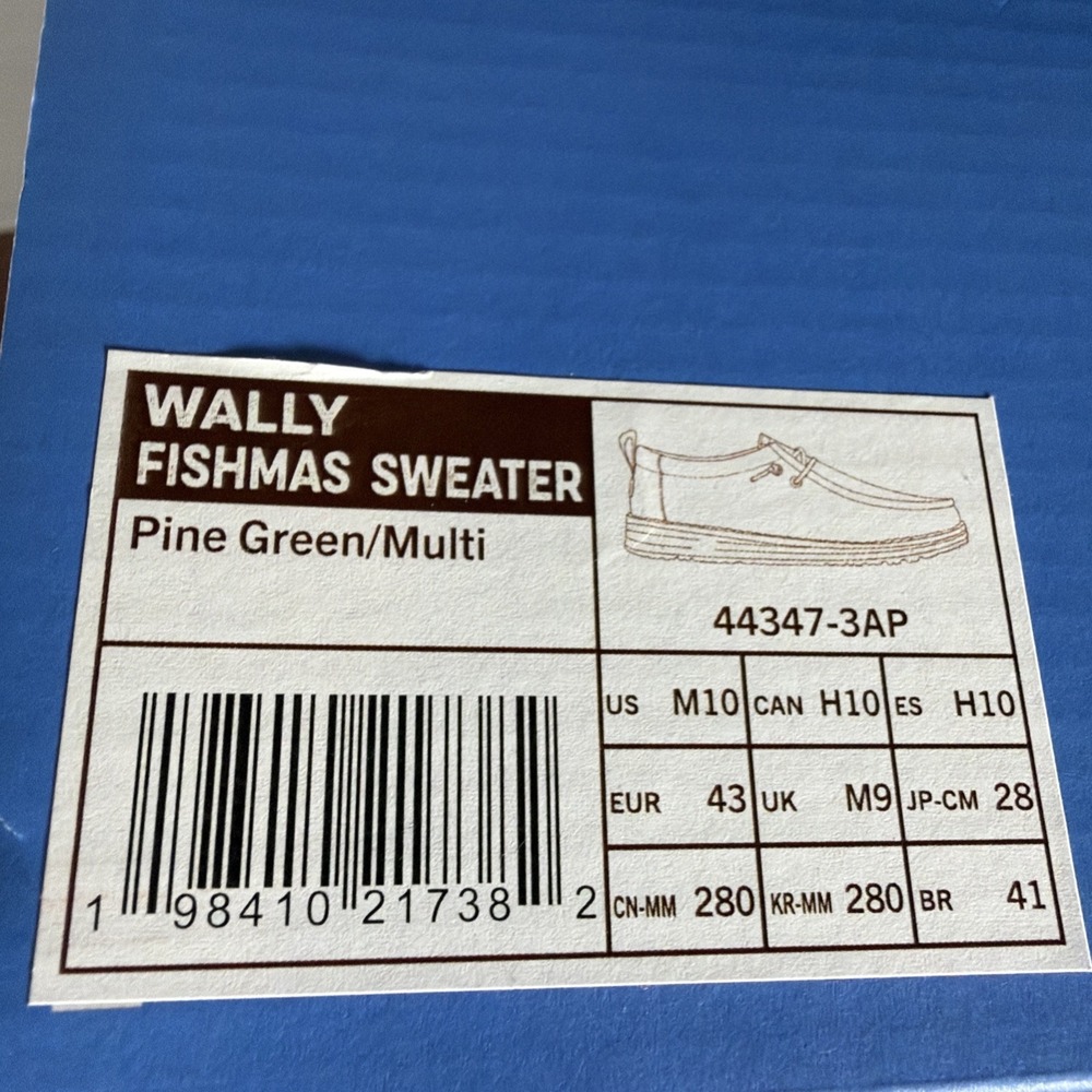 Hey Dude Men's Wally Fishmas Sweater Pine Green/Multi Shoes NIB! 2025 Sz Mens 10 - Picture 7 of 7